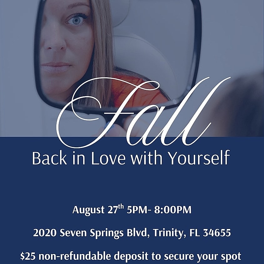 Fall back in love with yourself event advertisement